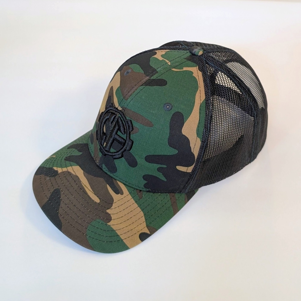 Richardson 112P Camo Mesh Back Trucker Hat with Embroidered Logo